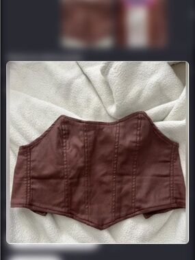 Edikted Brown Strapless Corset Top